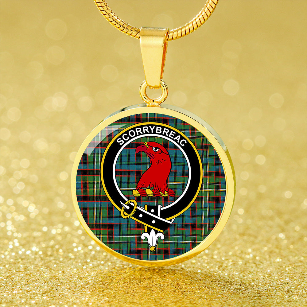 MacNicol Hunting Ancient Tartan Crest Circle Necklace