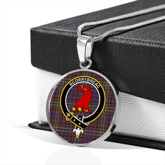 MacNicol Hunting Weathered Tartan Crest Circle Necklace