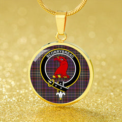 MacNicol Hunting Weathered Tartan Crest Circle Necklace
