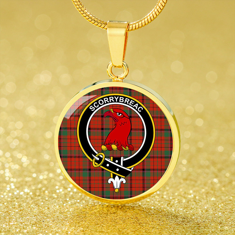 MacNicol Red Ancient Tartan Crest Circle Necklace