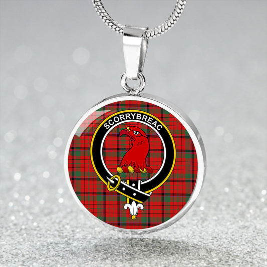 MacNicol Red Modern Tartan Crest Circle Necklace