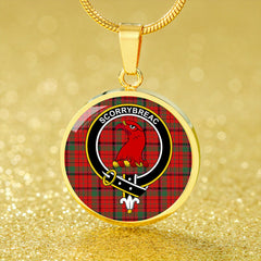 MacNicol Red Modern Tartan Crest Circle Necklace