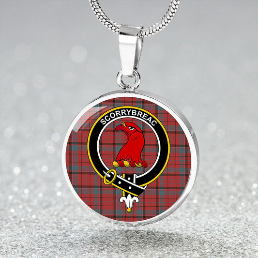 MacNicol Red Weathered Tartan Crest Circle Necklace