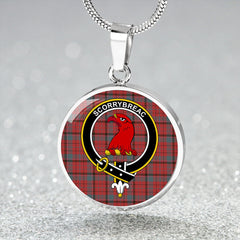 MacNicol Red Weathered Tartan Crest Circle Necklace