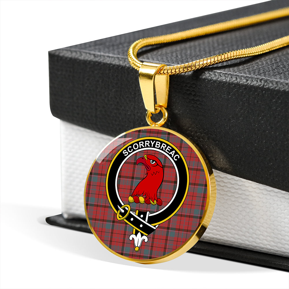 MacNicol Red Weathered Tartan Crest Circle Necklace