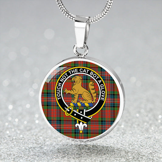 MacPherson Ancient Tartan Crest Circle Necklace