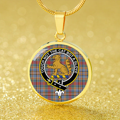 MacPherson Crubin Weathered Tartan Crest Circle Necklace