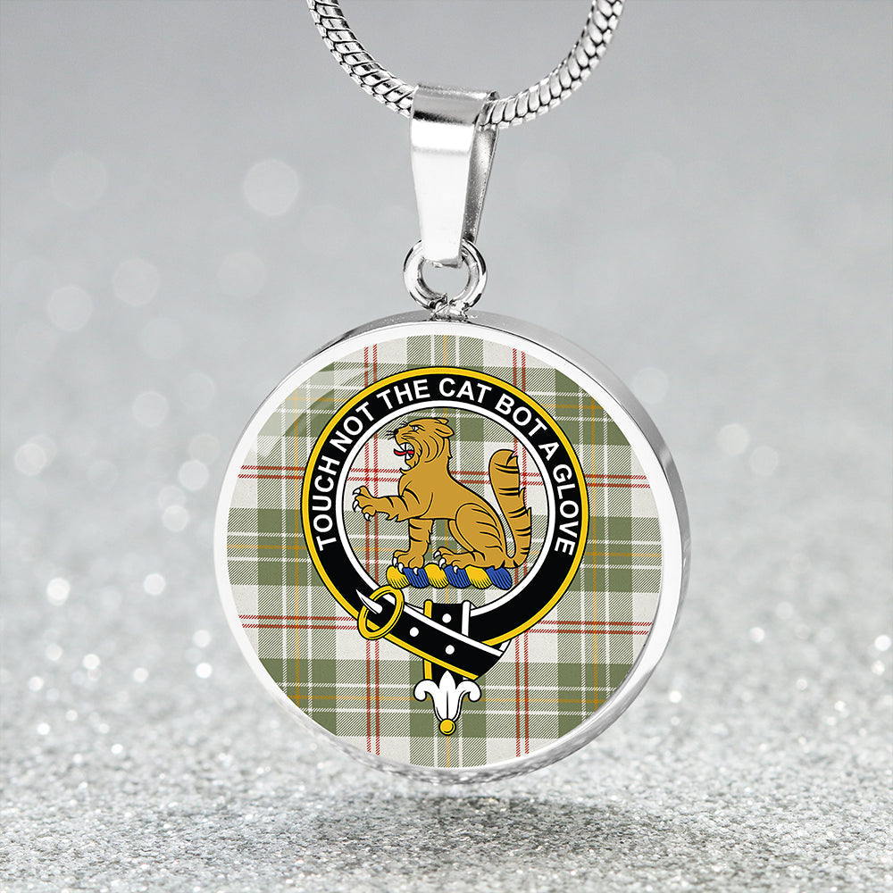 MacPherson Dress Blue Ancient Tartan Crest Circle Necklace