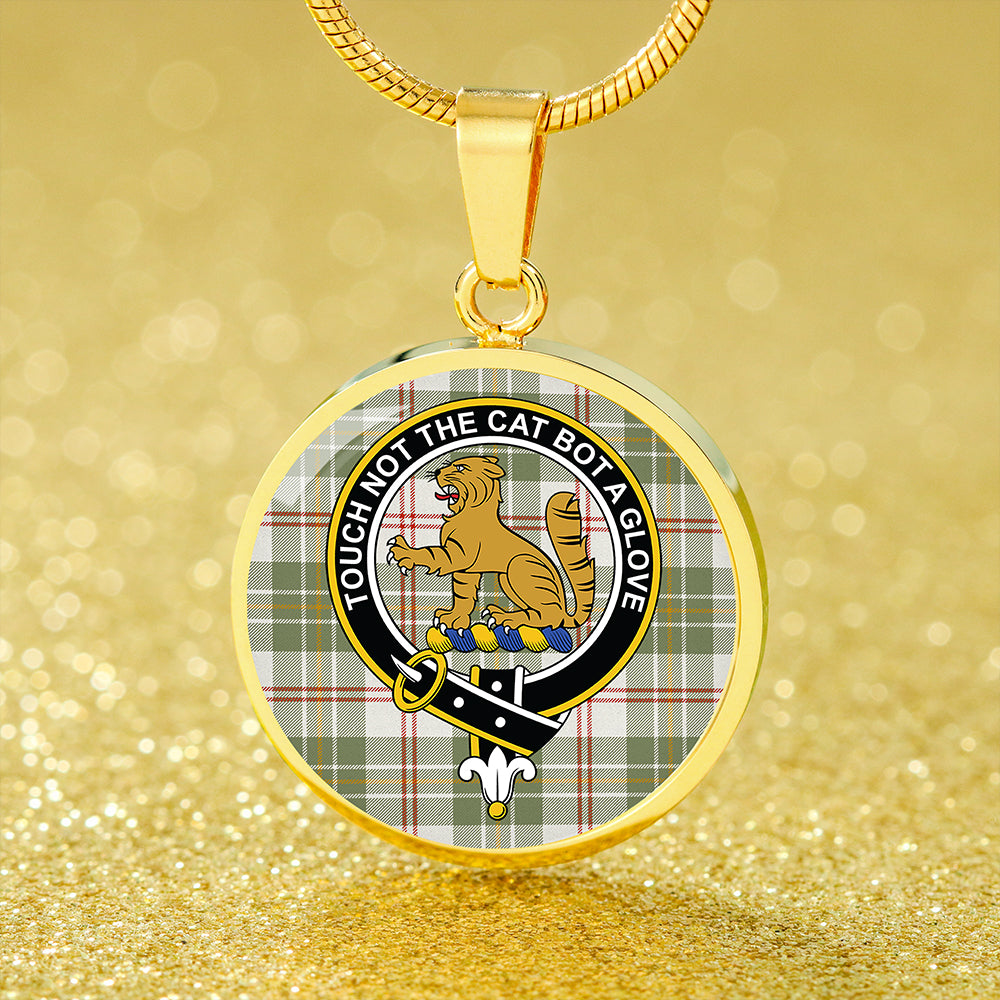 MacPherson Dress Blue Ancient Tartan Crest Circle Necklace