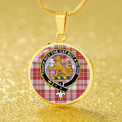 MacPherson Dress Burgundy Ancient Tartan Crest Circle Necklace