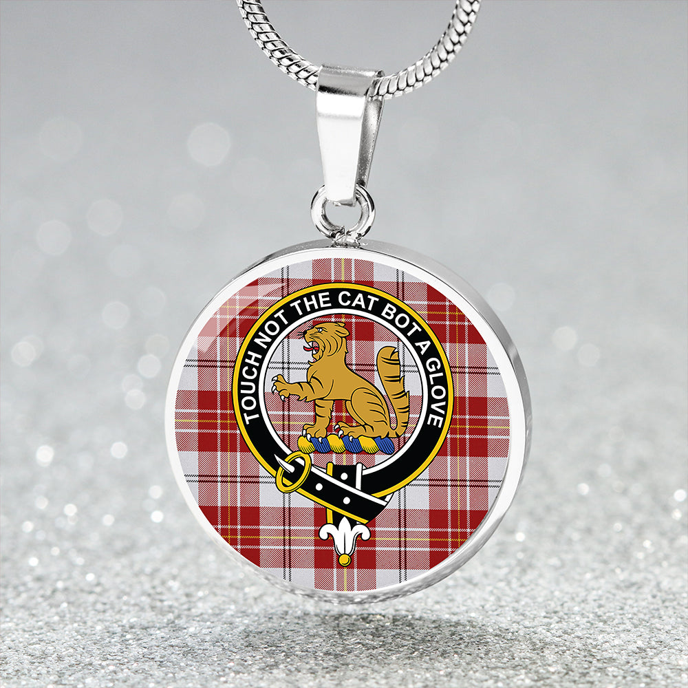 MacPherson Dress Burgundy Modern Tartan Crest Circle Necklace