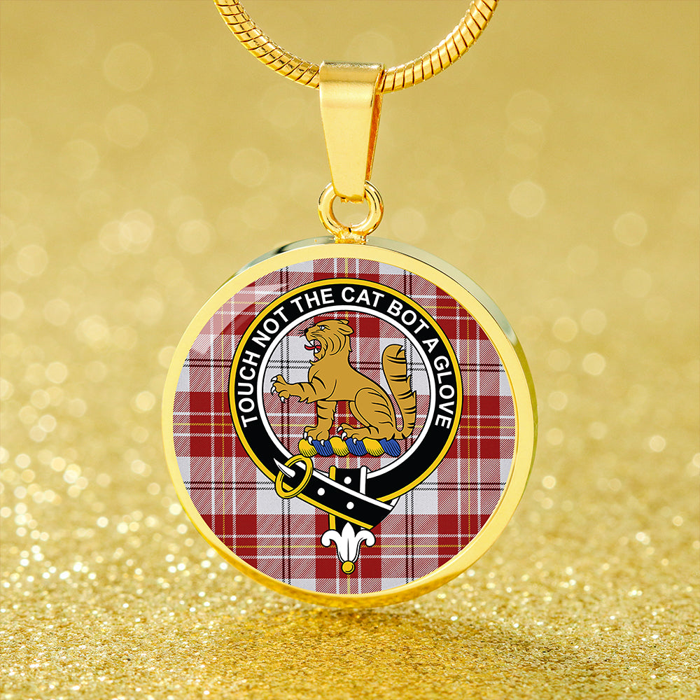 MacPherson Dress Burgundy Modern Tartan Crest Circle Necklace