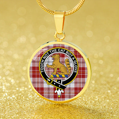 MacPherson Dress Burgundy Modern Tartan Crest Circle Necklace