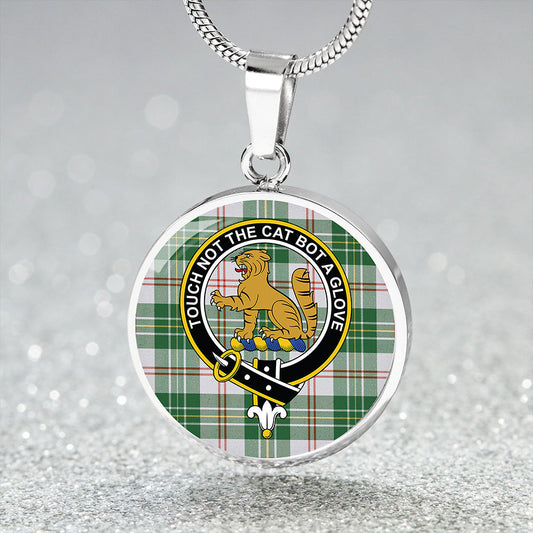 MacPherson Dress Green Tartan Crest Circle Necklace