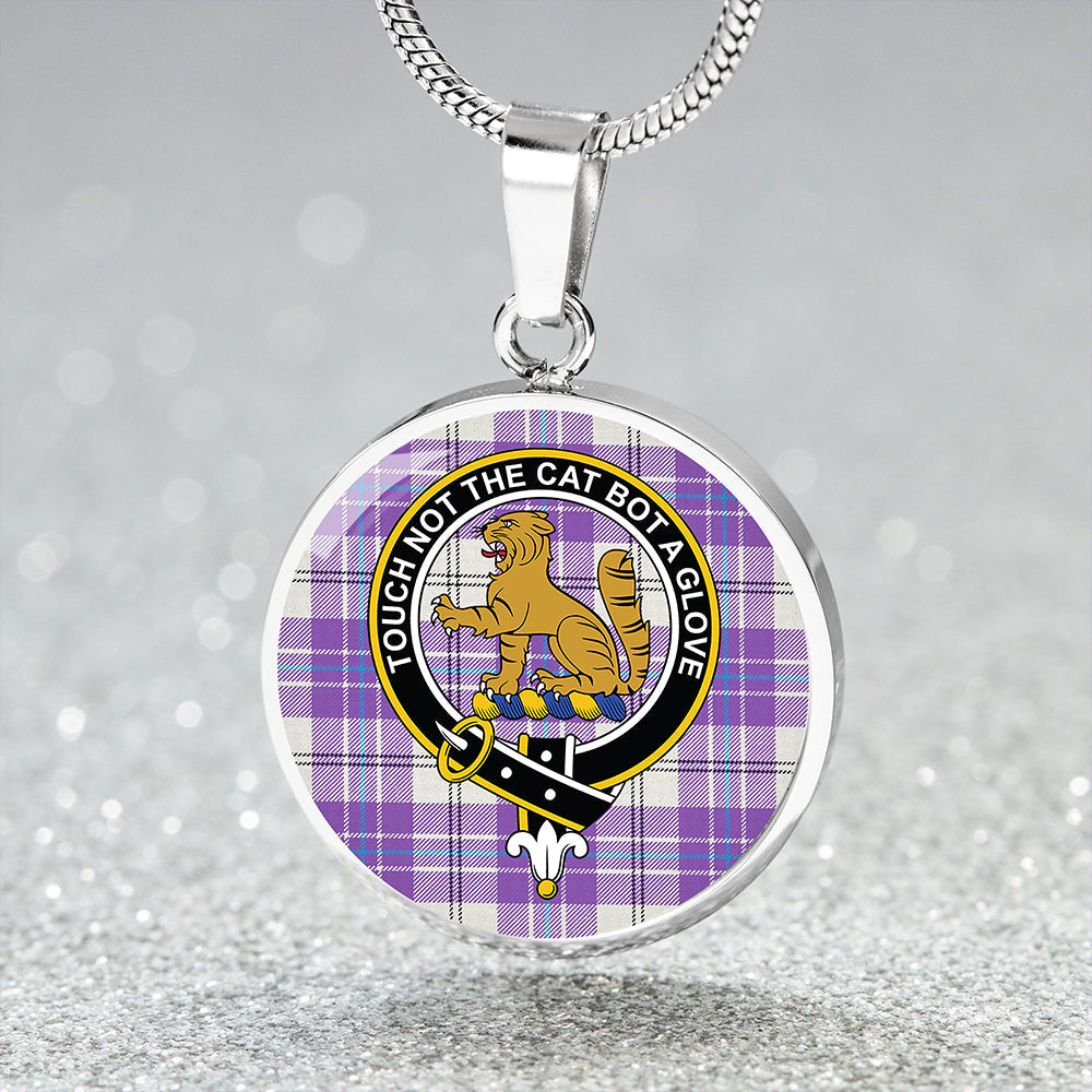 MacPherson Dress Purple Modern Tartan Crest Circle Necklace