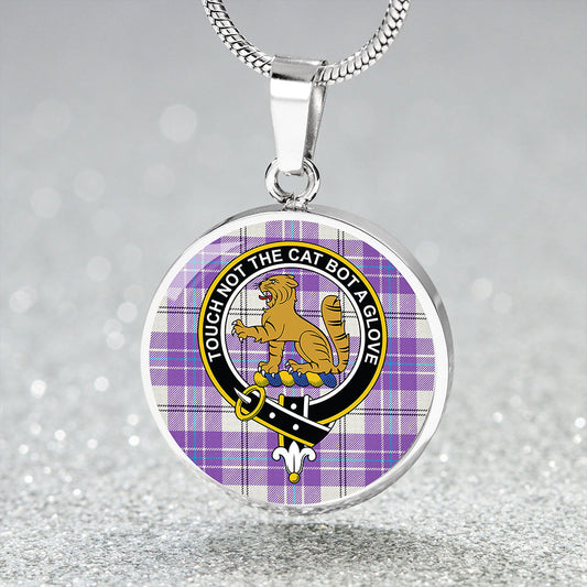 MacPherson Dress Purple Modern Tartan Crest Circle Necklace