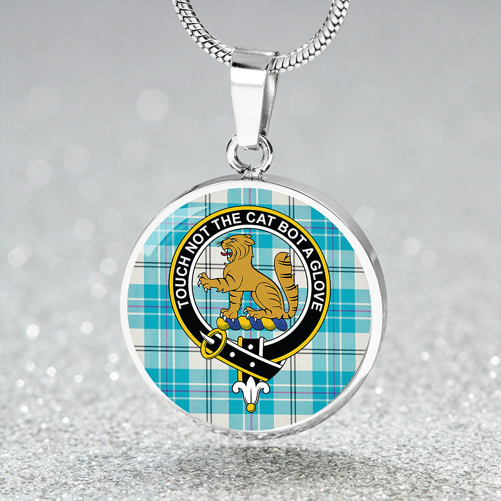 MacPherson Dress Turquoise Modern Tartan Crest Circle Necklace