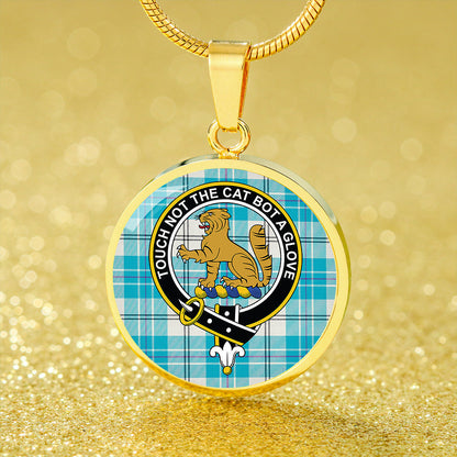 MacPherson Dress Turquoise Modern Tartan Crest Circle Necklace