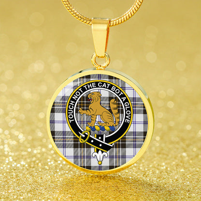 MacPherson Dress Weathered Tartan Crest Circle Necklace