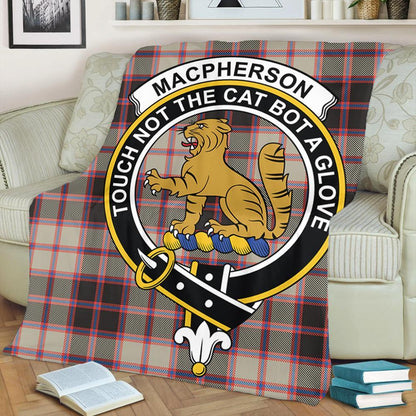 MacPherson Hunting Ancient Tartan Crest Premium Blanket