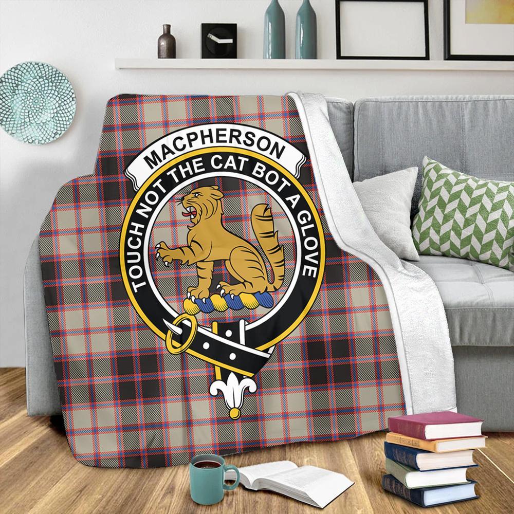 MacPherson Hunting Ancient Tartan Crest Premium Blanket