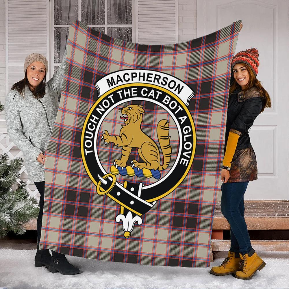 MacPherson Hunting Ancient Tartan Crest Premium Blanket