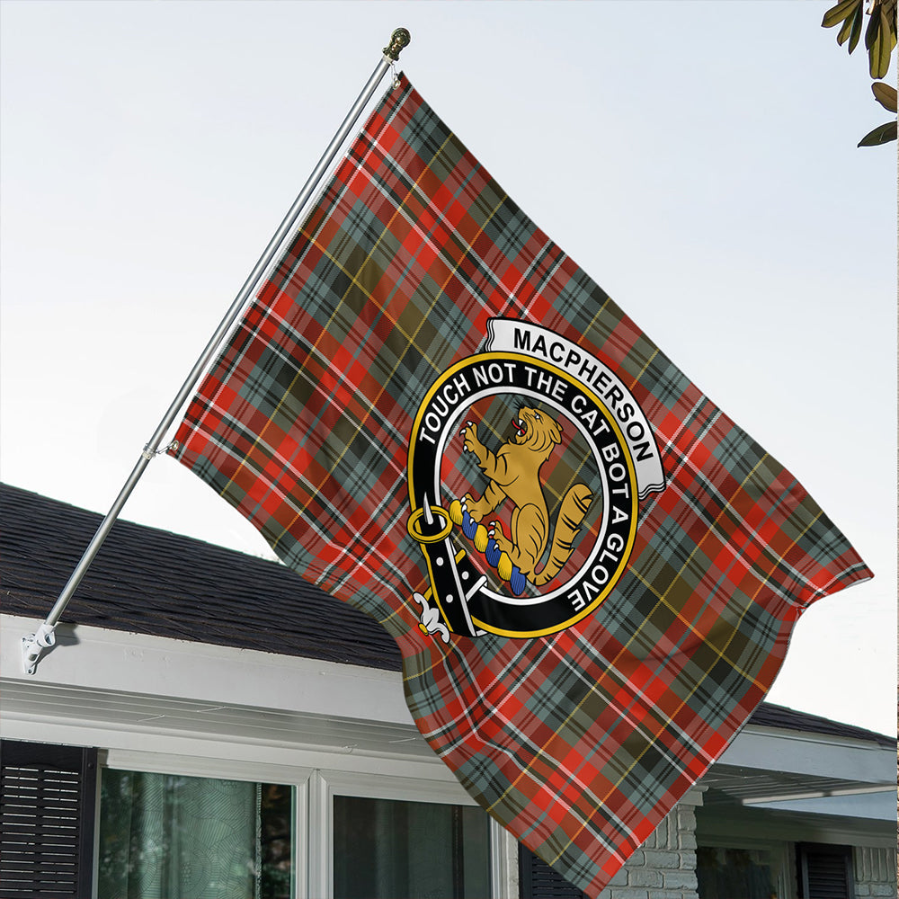 MacPherson Weathered Tartan Classic Crest House Flag