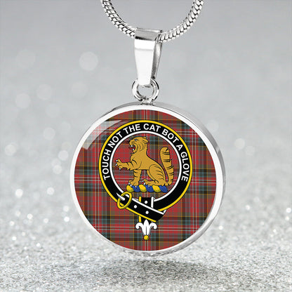 MacPherson Weathered Tartan Crest Circle Necklace