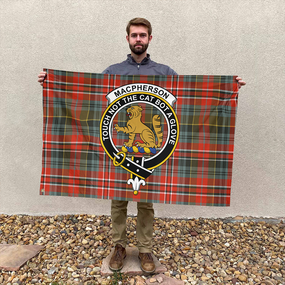 MacPherson Weathered Tartan Classic Crest House Flag