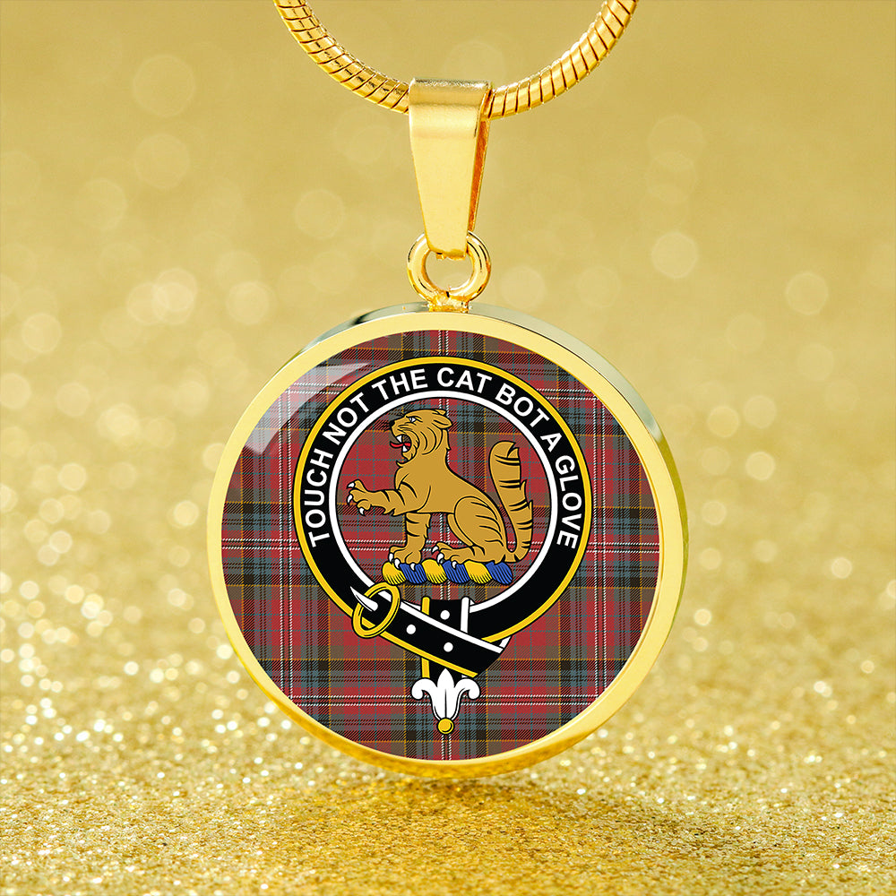 MacPherson Weathered Tartan Crest Circle Necklace