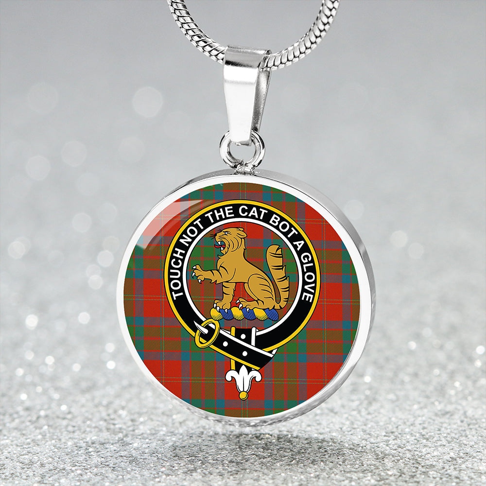 MacPherson of Cluny Ancient Tartan Crest Circle Necklace