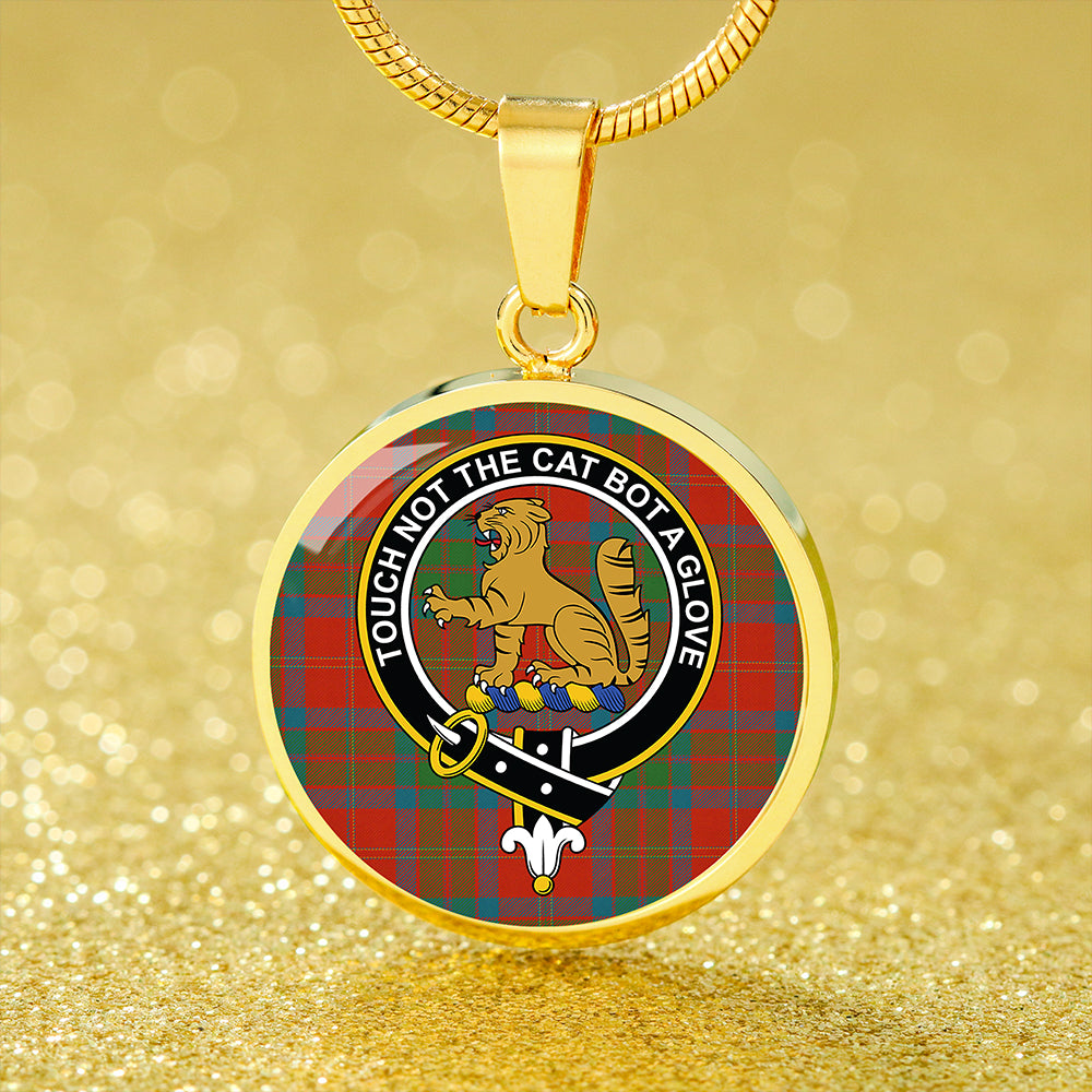 MacPherson of Cluny Ancient Tartan Crest Circle Necklace