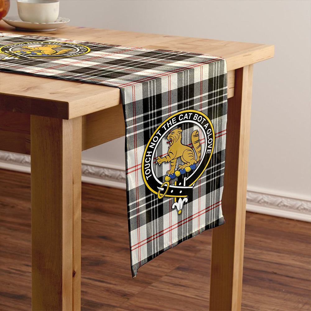 MacPherson of Cluny Black & White Weathered Tartan Crest Table Runner