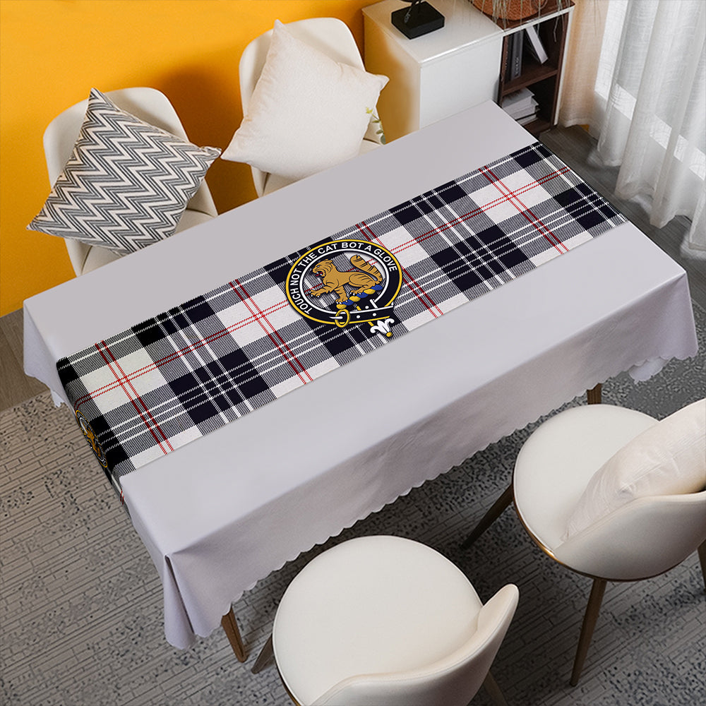 MacPherson of Cluny Black & White Weathered Tartan Crest Table Runner