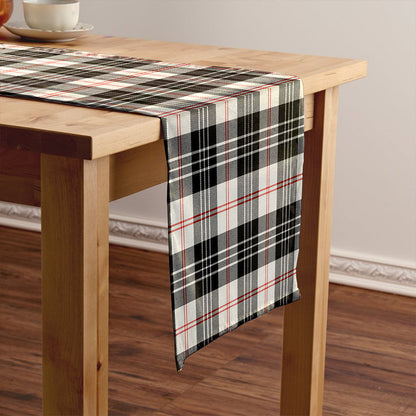 MacPherson of Cluny Black & White Weathered Tartan Crest Table Runner