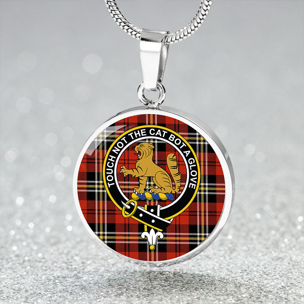 MacPherson of Cluny Red Ancient Tartan Crest Circle Necklace