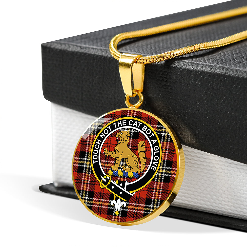 MacPherson of Cluny Red Ancient Tartan Crest Circle Necklace