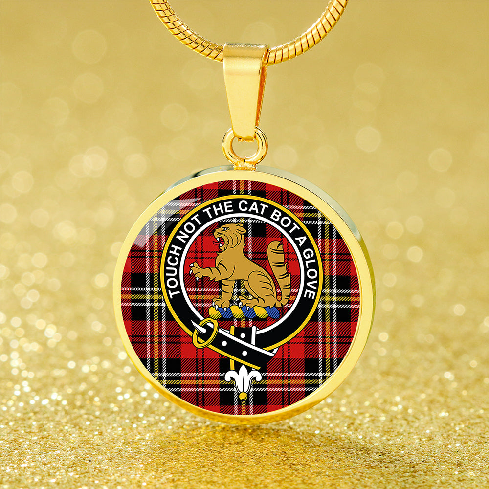 MacPherson of Cluny Red Modern Tartan Crest Circle Necklace