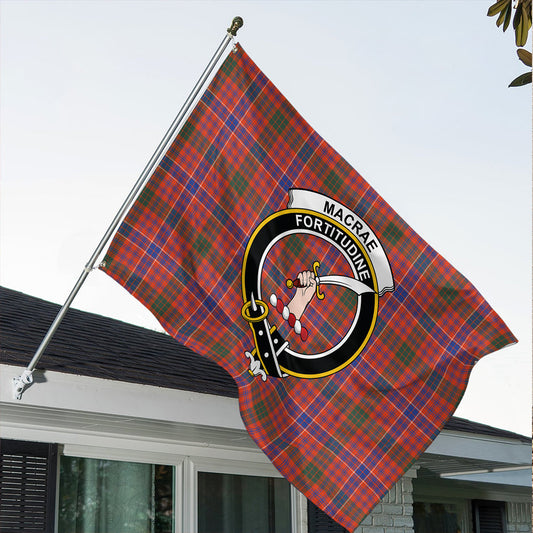 MacRae Ancient Tartan Classic Crest House Flag