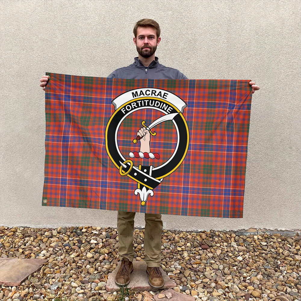 MacRae Ancient Tartan Classic Crest House Flag