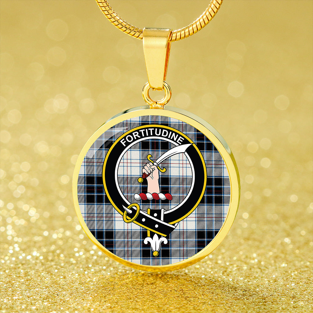 MacRae Dress Modern Tartan Crest Circle Necklace