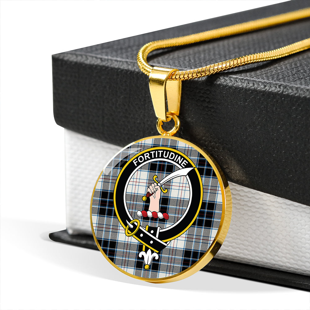 MacRae Dress Modern Tartan Crest Circle Necklace