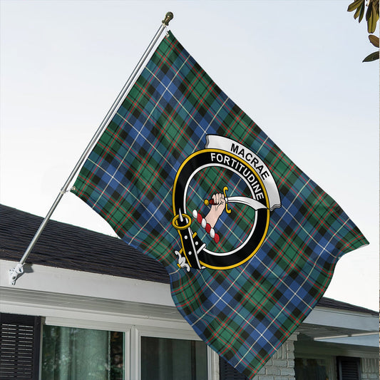 MacRae Hunting Ancient Tartan Classic Crest House Flag