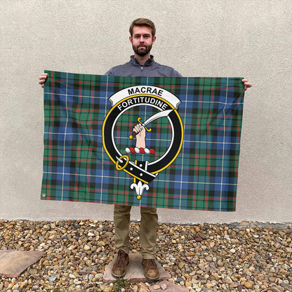 MacRae Hunting Ancient Tartan Classic Crest House Flag