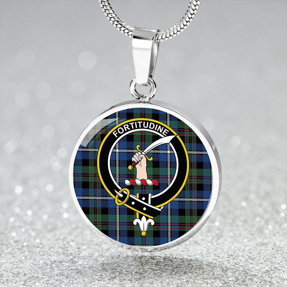 MacRae Hunting Modern Tartan Crest Circle Necklace