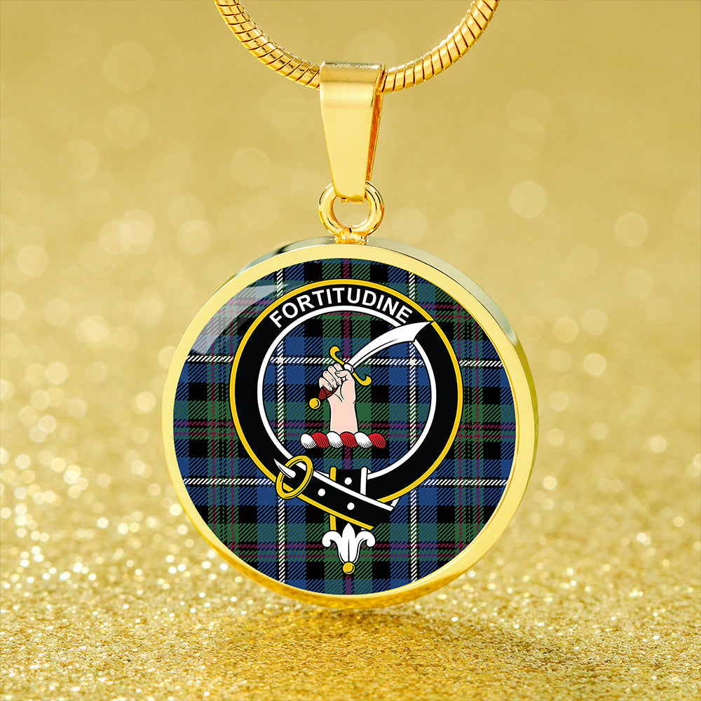 MacRae Hunting Modern Tartan Crest Circle Necklace