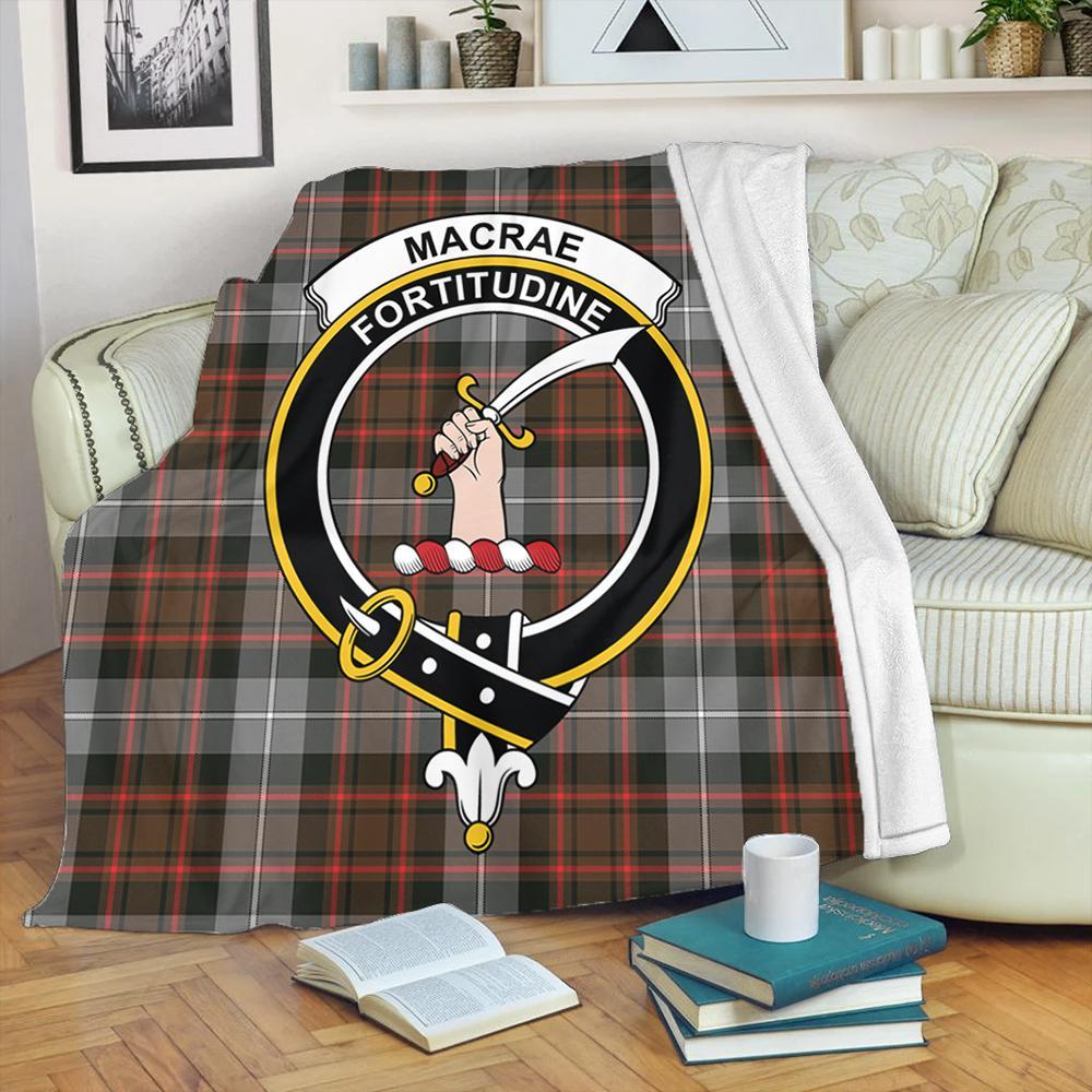 MacRae Hunting Weathered Tartan Crest Premium Blanket