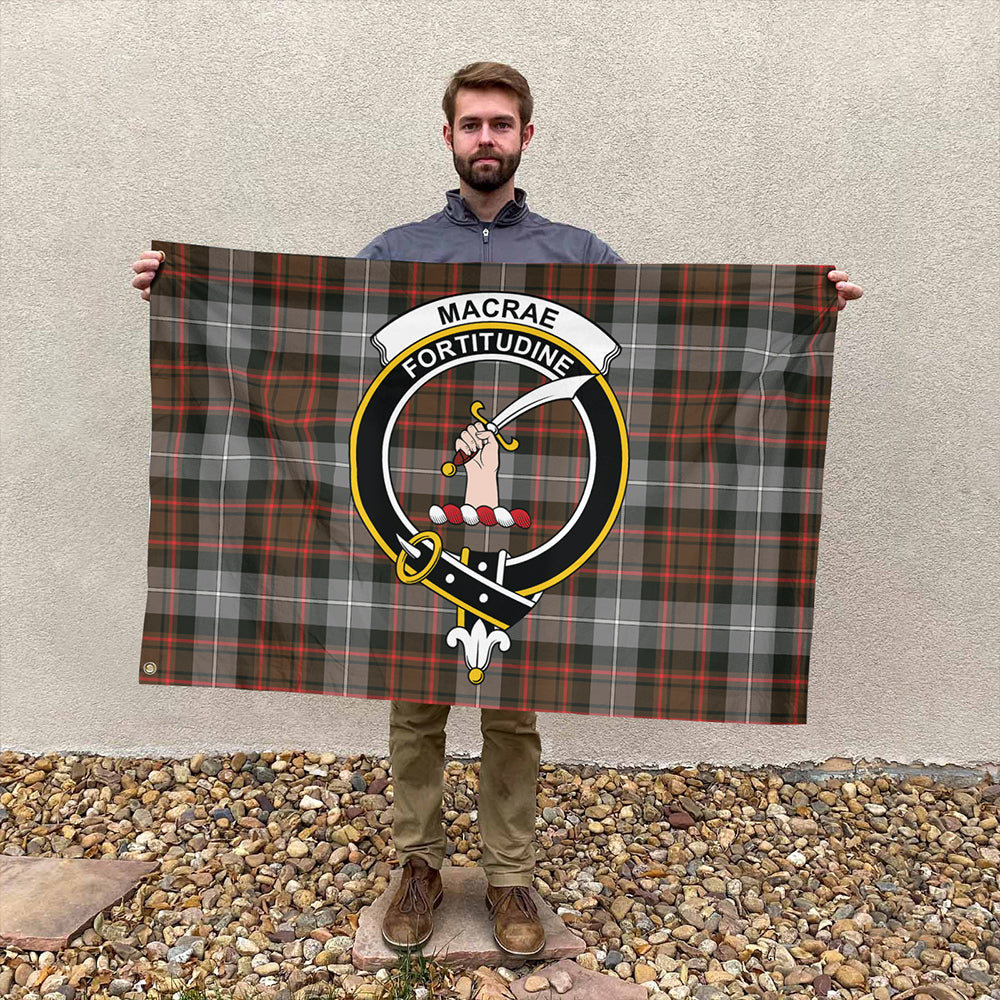 MacRae Hunting Weathered Tartan Classic Crest House Flag