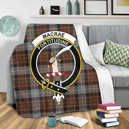 MacRae Hunting Weathered Tartan Crest Premium Blanket