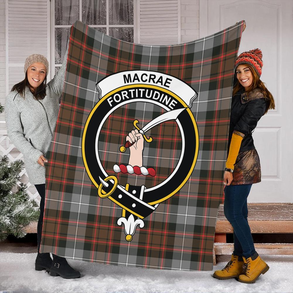 MacRae Hunting Weathered Tartan Crest Premium Blanket